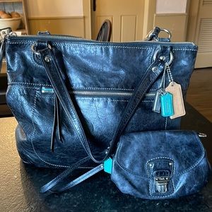 Coach shoulder bag and wristlet set in weathered black